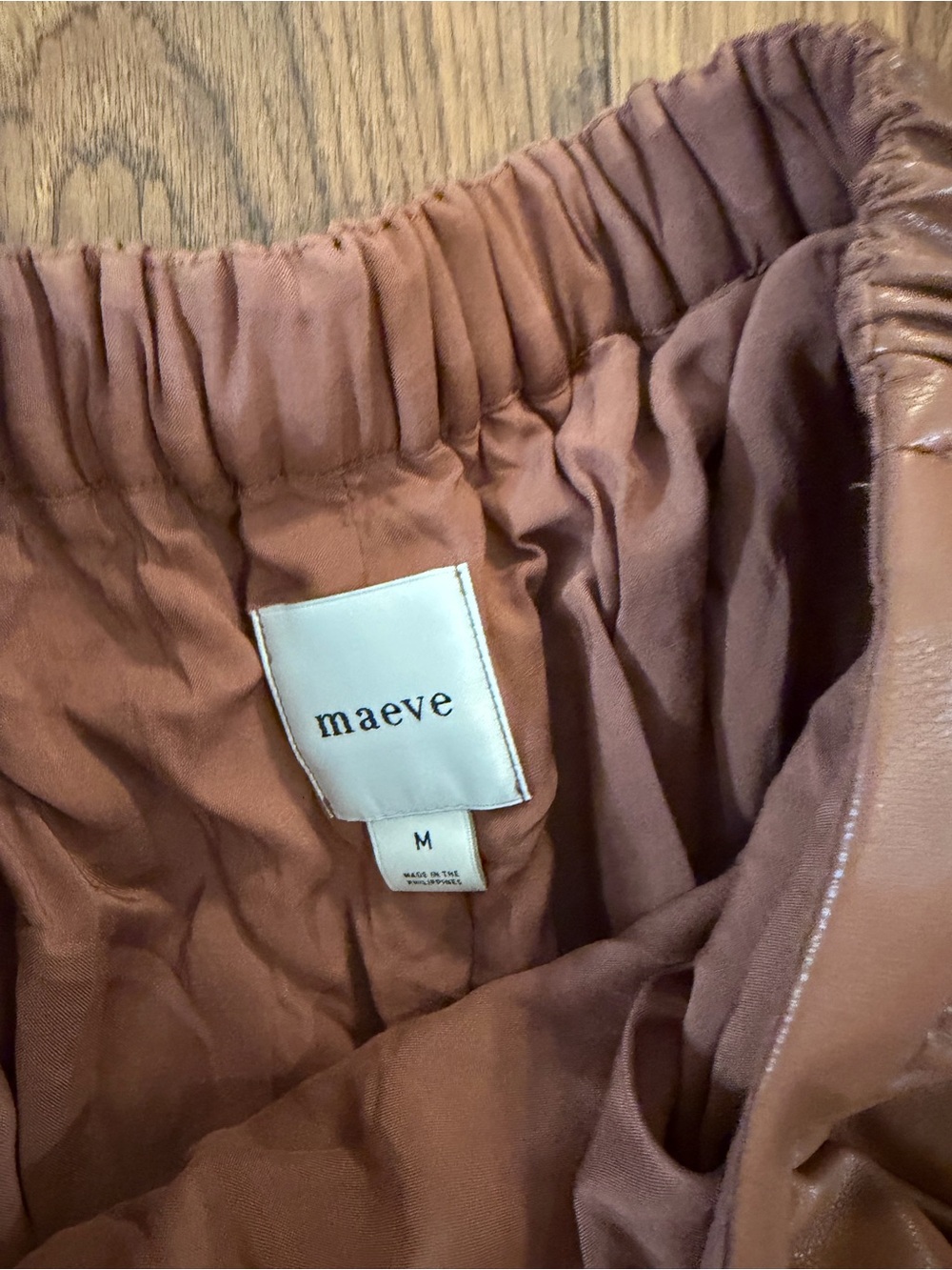 Anthropologie Maeve Brown Faux-Leather Maxi Skirt Size M NWT - Picture 3 of 3